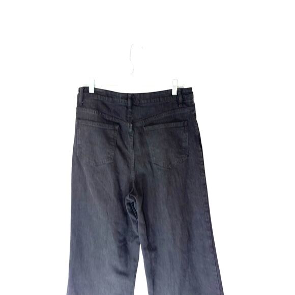 Free People Black Wales High Waisted Button Front Wide Leg Crop Jean Size 31 - Picture 8 of 11